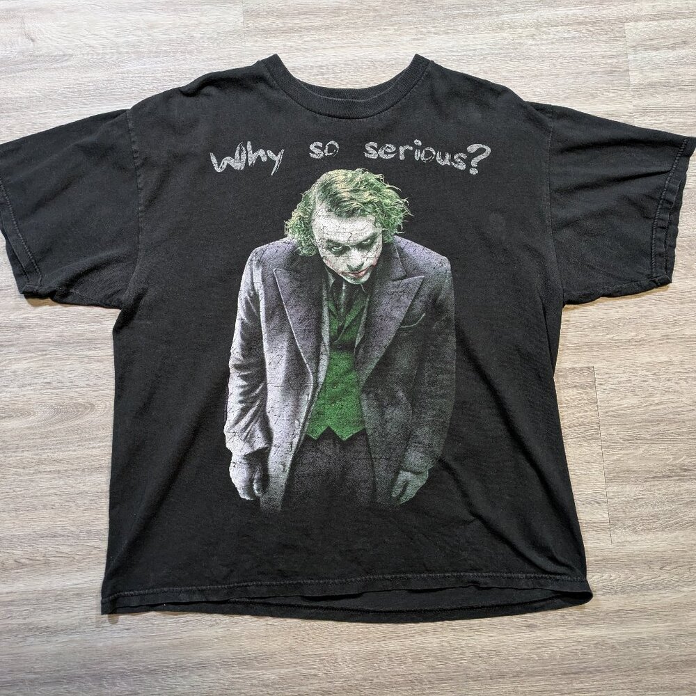 Vintage The Dark Knight Batman Mens XL Joker Serious Movie T Shirt Black Graphic